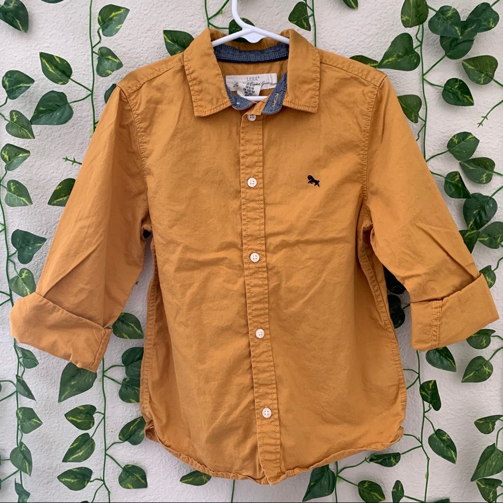 4/20 Boys mustard button down long  sleeve